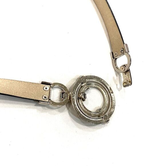 CHICO’S Hammered Silver Adjustable Leather Belt (Sz S/M)